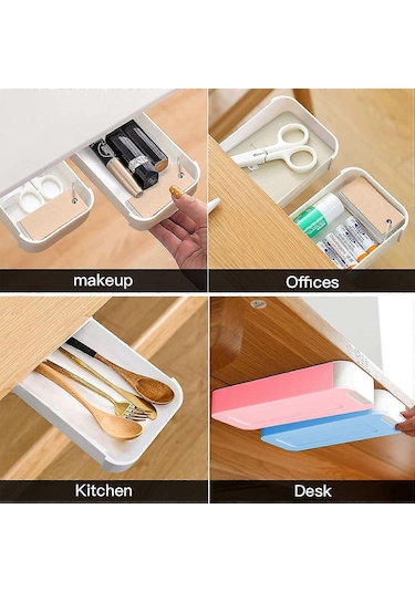 Ganzhoushop 4'lü Paket Masa Altı Çekmece Düzenleyici, Ofis Ve Masa İçin Kendinden Yapışkanlı Kalemlik Çekmecesi