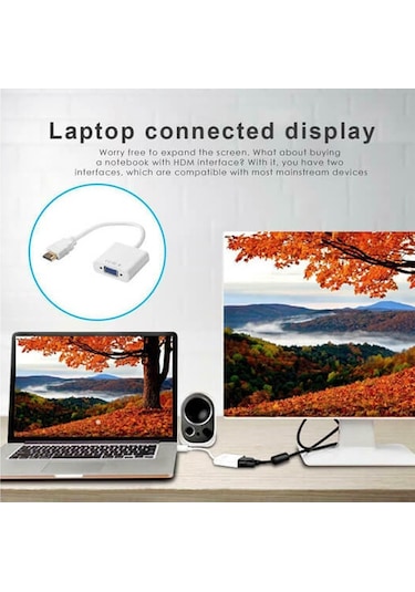 HDMI To Vga Çevirici Vga Projeksiyon Notebok Pc Uyumlu Kablo