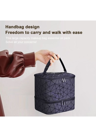 Reedark "çift Katmanlı Taşınabilir Tırnak Bakım Çantası - 30 Oje Şişesi Kapasiteli, Su Geçirmez Pu Kumaş" Mavi