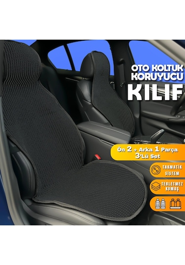 Alfa Romeo 147 Uyumlu Koltuk Kılıfı Minder Siyah 2+1 Ön Arka Set