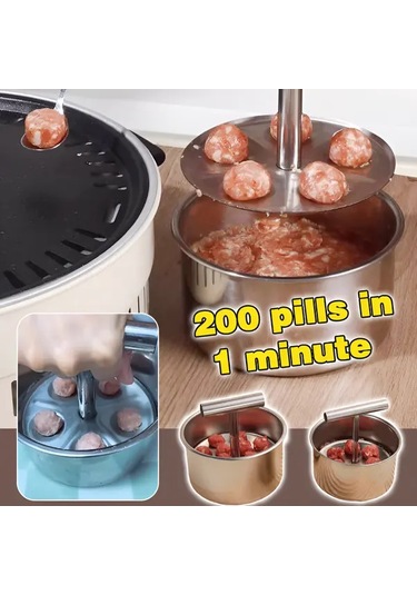 Fochsia 1 Adet 6 Delik Paslanmaz Çelik Köfte Makinesi Ev Ve Restoran Mutfakları İçin Gümüş