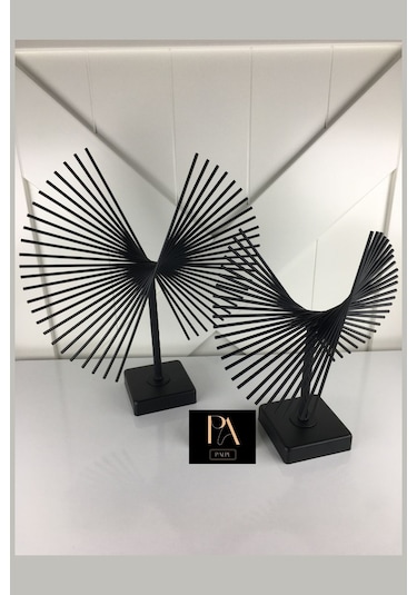 Siyah 2'li P Ofis Metal Aksesuar Biblo Ev Salon Dekorasyon Obje