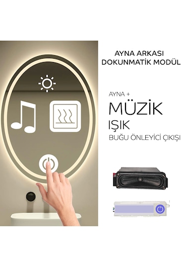 Ayna Arkası 220v Bluetooth Hoparlör Dokunmatik Sensör