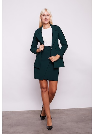 Yüksek Bel Anvelop Kruvaze Pamuklu Likralı Kumaş Kalem Ofis Etek