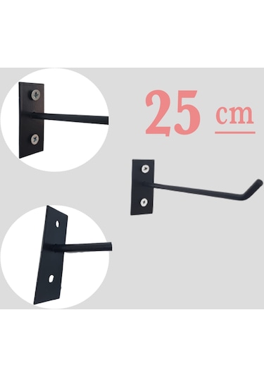 80 Adet 25 Cm Siyah Duvara Ve Suntaya Monte Kanca, Monteli Kanca Siyah