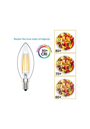 E14 Kısılabilir Led Mum Ampulü, Ses Filament Küçük Edison Vidalı Ampul, 4w - 40w Eşdeğeri, Sıcak Beyaz 2700k, 400lm, 6'lı Paket