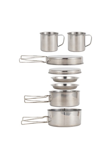 Ranyeek Dışarıda Kullanım İçin Paslanmaz Çelik 8 Parça Set: Tencere, Tavuk, Bardak Ve Tabaklar Çok Renkli