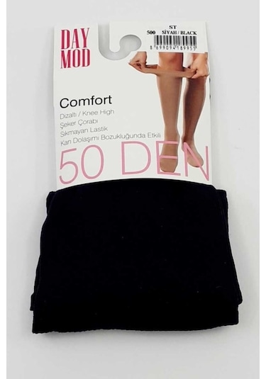 Daymod Comfort Sıkmaz Lastik Dizaltı 3 Adet Siyah Çorap Altın-Standart Altın