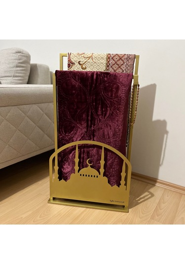 Safa Premium Ön Korumalı Seccade Askısı, Seccadelik Gold Siyah