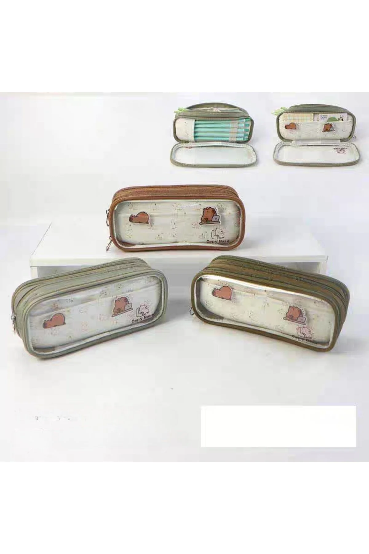 Capybara Şeffaf Kalem Kutusu Yeşil