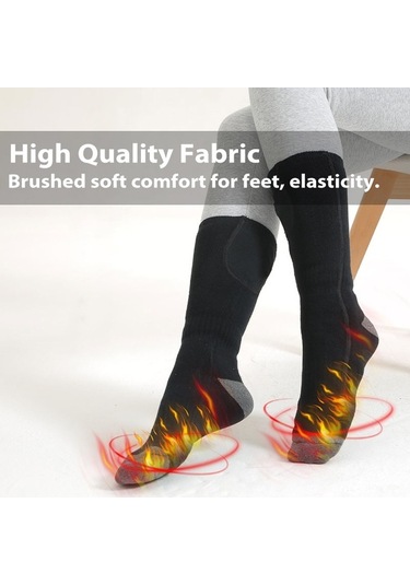 Willowhaven Çorap Kış Isıtma Elektrikli Isıtmalı Şarj Edilebilir Kadın Siyah Gri Siyah