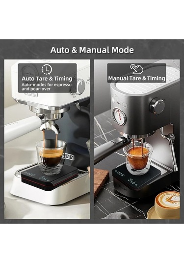 Honeybeeshop Siyah Hotu Otomatik Zamanlayıcılı Küçük Espresso Terazisi 0 1g 2kg Usb Şarjlı Dijital Kahve Terazisi Led Ekran Siyah