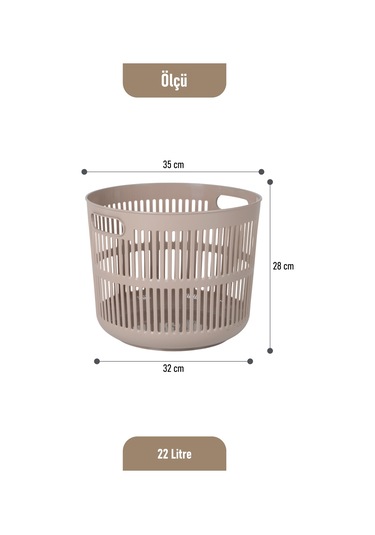 İronika Solara İkili Dekoratif Kirli Çamaşır Sepeti Seti Oyuncak Sepeti 60 - 22 Litre Kahve Kahve
