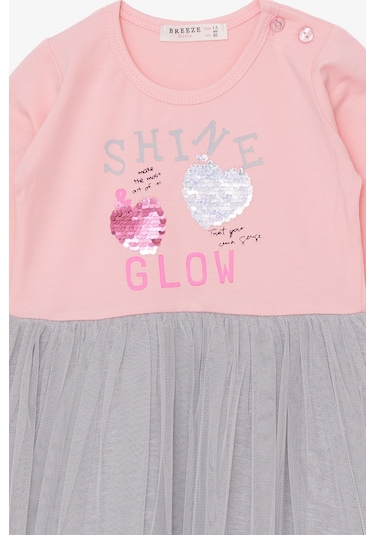 Breeze Kız Çocuk Uzun Kollu Elbise Pullu Yazı Baskılı 1.5-5 Yaş, Pudra Breeze Kız Çocuk Uzun Kollu Elbise Pullu Yazı Baskılı 1.5-5 Yaş, Pudra