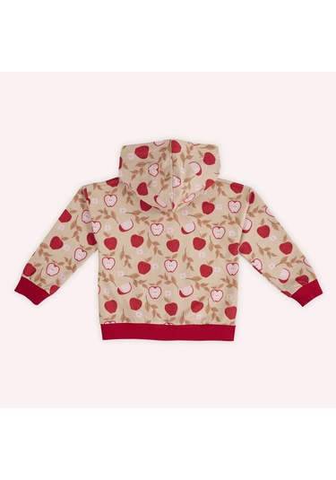 Kız Çocuk Fermuarlı Elma Desenli Sweatshirt Bej 2421gk08050-4846 001