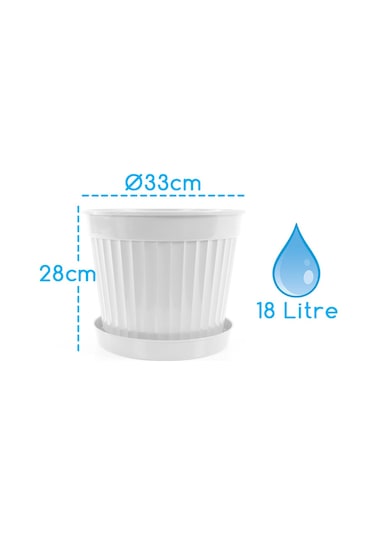 Klasik Salon Saksısı Tabaklı 18 Lt Beyaz