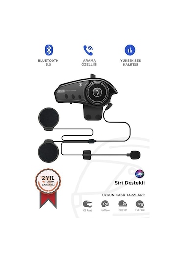 Torima Bt-35 Siyah 5.0 Bluetooth Motosiklet Kulaklığı Siyah