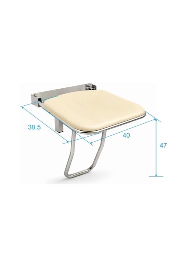 Aqua Bagno Basic Engelli Duş Oturağı Paslanmaz Çelik Mat Krom Zemin Destekli Katlanır