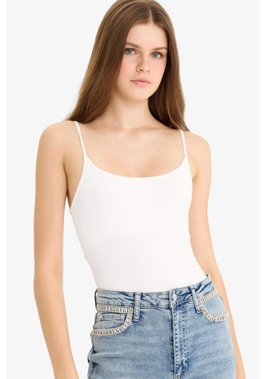 Defacto İnce Askılı Basic Düz Çıtçıtlı Body F9522ax25auwt32 Beyaz-wt32