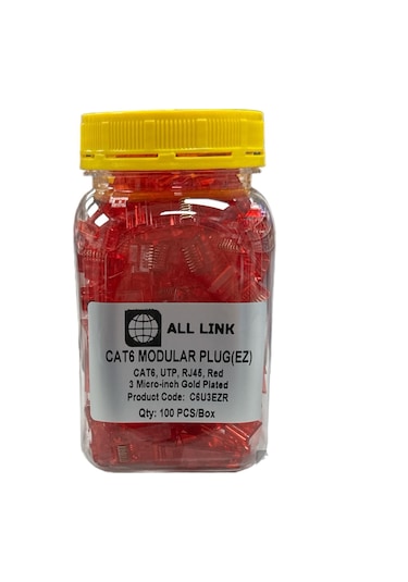 C6u3ezr Cat6 Utp Modular Plug Ez Rj45 Red 3 Micro-Inch