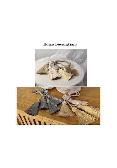 2'li Paket Altın, Zarif Perde Bağları, Püsküllü El Dokuma Pencere Dekorasyonları İçin Halat Dekoratif Perde Bağları, Diğer