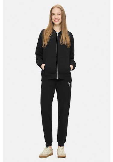 Ucla Vıvıana Siyah Kapüşonlu Baskılı Fermuarlı Standard Fit Kadın Sweatshirt Siyah