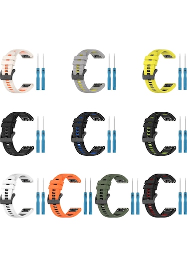 Sones Garmin Instinct Crossover Solar 22mm Spor İki Renkli Silikon Saat Kordonu İçin
