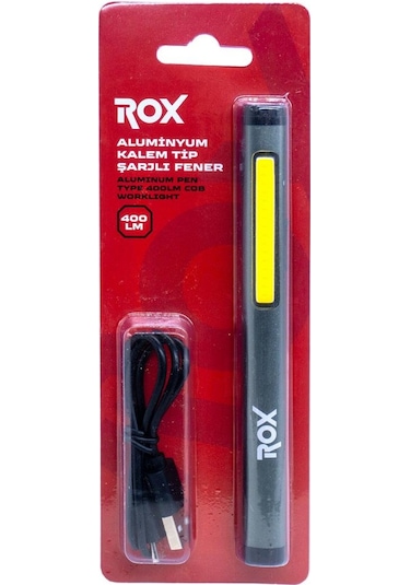 Rox 0231 Alüminyum Kalem Tip Mıknatıslı Şarjlı Fener 400 Lümen Siyah