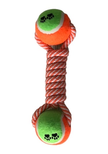 İki Tenis Toplu Köpek Diş İpi Oyuncağı 24 cm