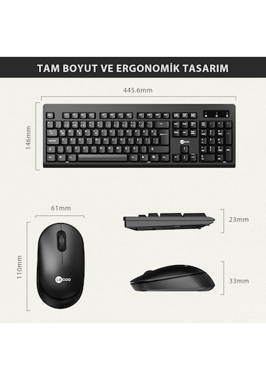 Lecoo KW210 Kablosuz Türkçe Q Klavye & Mouse Set
