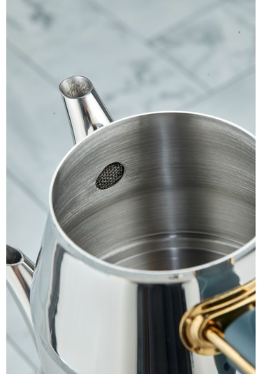 Everest 18/10 Paslanmaz Çelik Orta Boy Çaydanlık 0,75 L Demlik 1,75 L Alt Hazne Yeşil