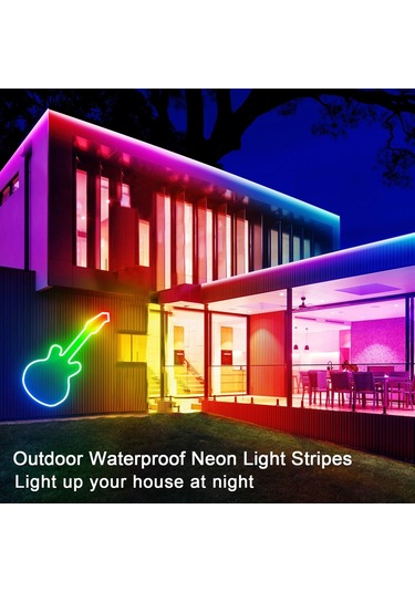 Youtek 5m 300 Led Rgb Neon Işık Şeridi, Ip65 Su Geçirmez, Müzik Senkronizasyonlu, Uzak Kumanda Ve Uygulama Kontrolü, İç/dış Mekan Kullanıma Uygun Çok Renkli