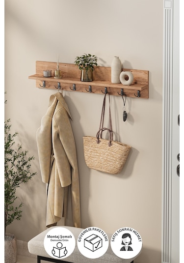 Bofigo Portmanto Duvar Askılığı Elbise Askılığı Yıldız Çam 91 Cm Çam