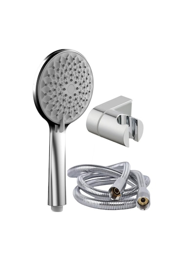 Kustar Nilüfer 3 In 1 5 Fonksiyonlu Banyo Duş Başlığı Seti L Mafsal Ve 1,5 Metre Örgülü Hortum Seti Gri