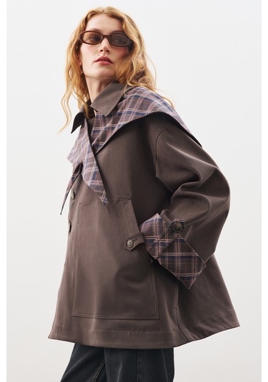 Greta Şal Detaylı Parka Ceket Kahverengi Kahverengi