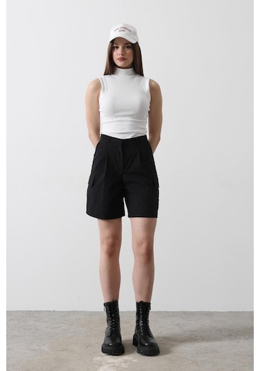 Moderie Butik Cargo Cepli Şort - Siyah Siyah