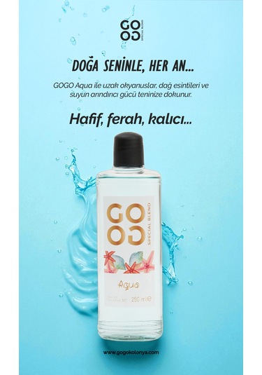 Gogo Aqua Kolonya 250ml Cam Şişe