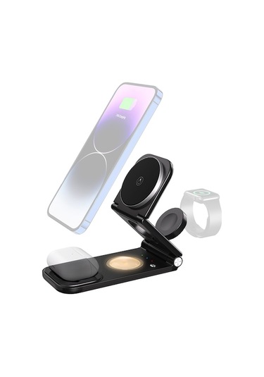 İphone İçin 3'lü Kablosuz Şarj İstasyonu - Watch, Airpods Ve İphone 15/14/13/12 Uyumlu Seyahat Dostu Şarj Cihazı