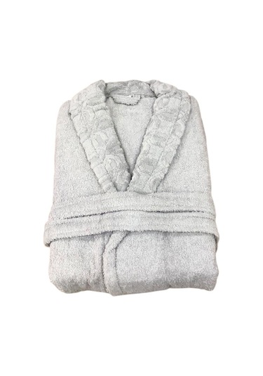 Royam Redline %100 Pamuklu Kısmi Kadife Tekli Bornoz Gri