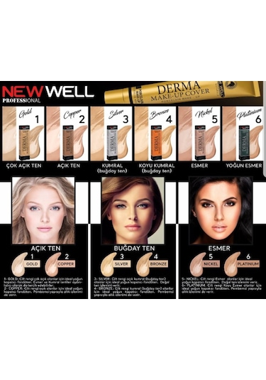 New Well Derma Make Up Cover Porselen Kapatıcı Fond.Platinium 30 ML