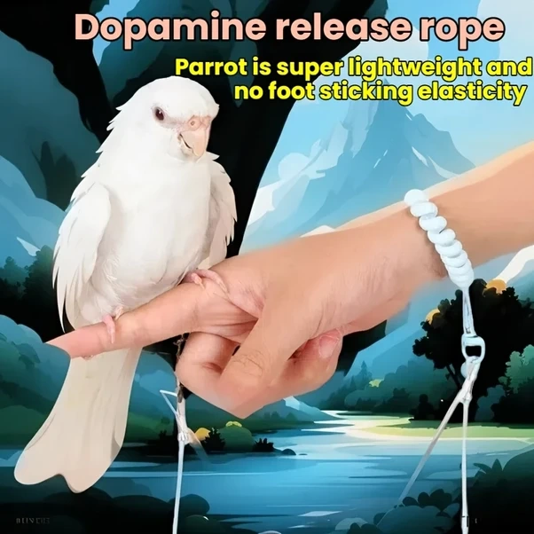 Elmpaly 78,74 İnç 3 Parça Mavi Papağan Tasma Seti - Esnek Lastik Kayış, Hafif Kuş Uçuş Göğüs Askısı