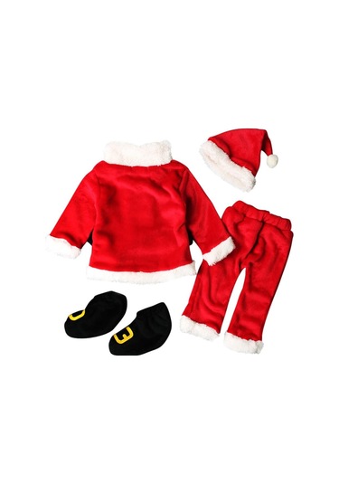 Noel Noel Baba Cosplay Kostümleri Bebek Erkek Kız 4 Adet Kıyafetler Giysileri 0-24 Ay İçin