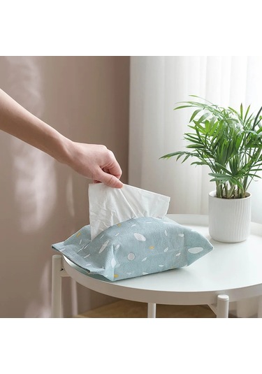 Mavi-sevimli Karikatür Doku Kutusu Peçete Saklama Kutusu Pamuk Keten Saklama Çantası Ev Dekorasyonu Oturma Odası Saklama Kutusu