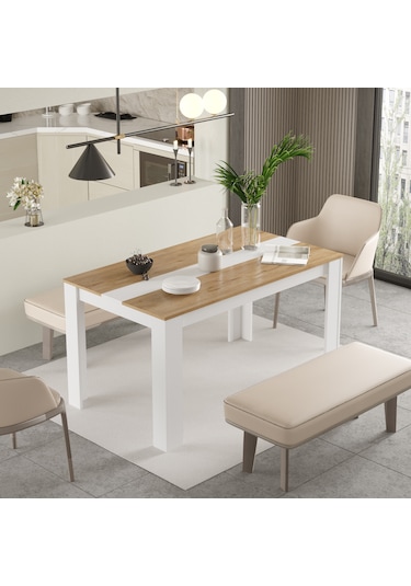 Robin Home Lena Yemek Masası 140x80 Sepet-beyaz