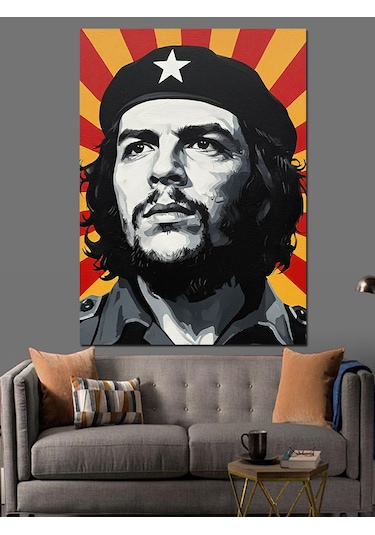 Che Guevara Popart Portre Dekoratif Kanvas - Mdf Ahşap Tablo