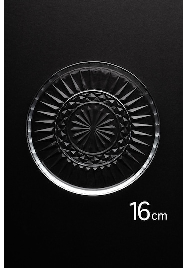 Porsima Milano Pasta Tabağı Dik Tabak - 6lı Cam Sunumluk Pasta Kurabiye Kek İkram Servis Tabağı-16 Cm Şeffaf