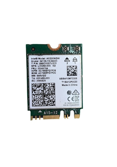 Intel Wi-fi 6 Ax200ngw Ax200 Wifi + Bluetooth Kart 2400 Mbps M.2 Kablosuz Kartı