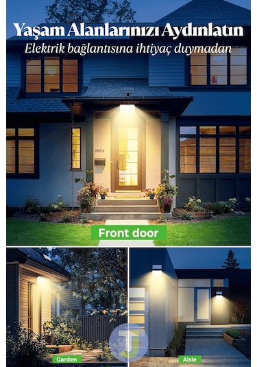 Technojet 106 Led Solar Duvar Lambası Smd Sarı Işık, Kumandalı, 3 Modlu, Ip65 Bahçe Aydınlatma