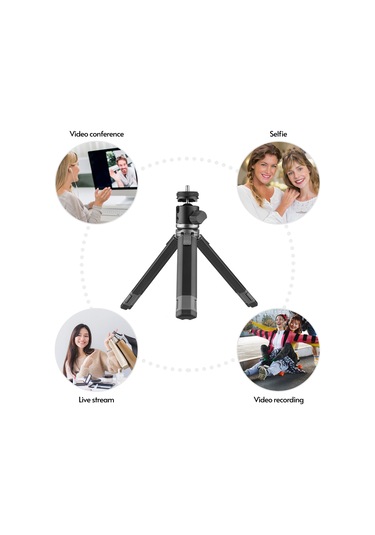 Wezone Alüminyum Masaüstü Tripod + Çift Kullanimli Soğuk Ayaklı Kafa - 4 Bölmeli Yükseklik Ayarı, 360 Döner, 3kg Yük Taşıma Kapasitesi Gümüş