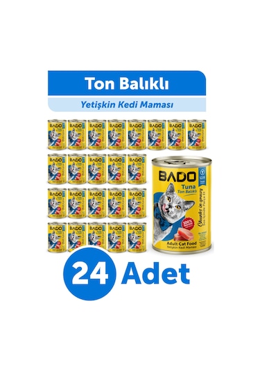 Bado Yetişkin Yaş Kedi Maması Ton Balıklı 400gr 24'lü